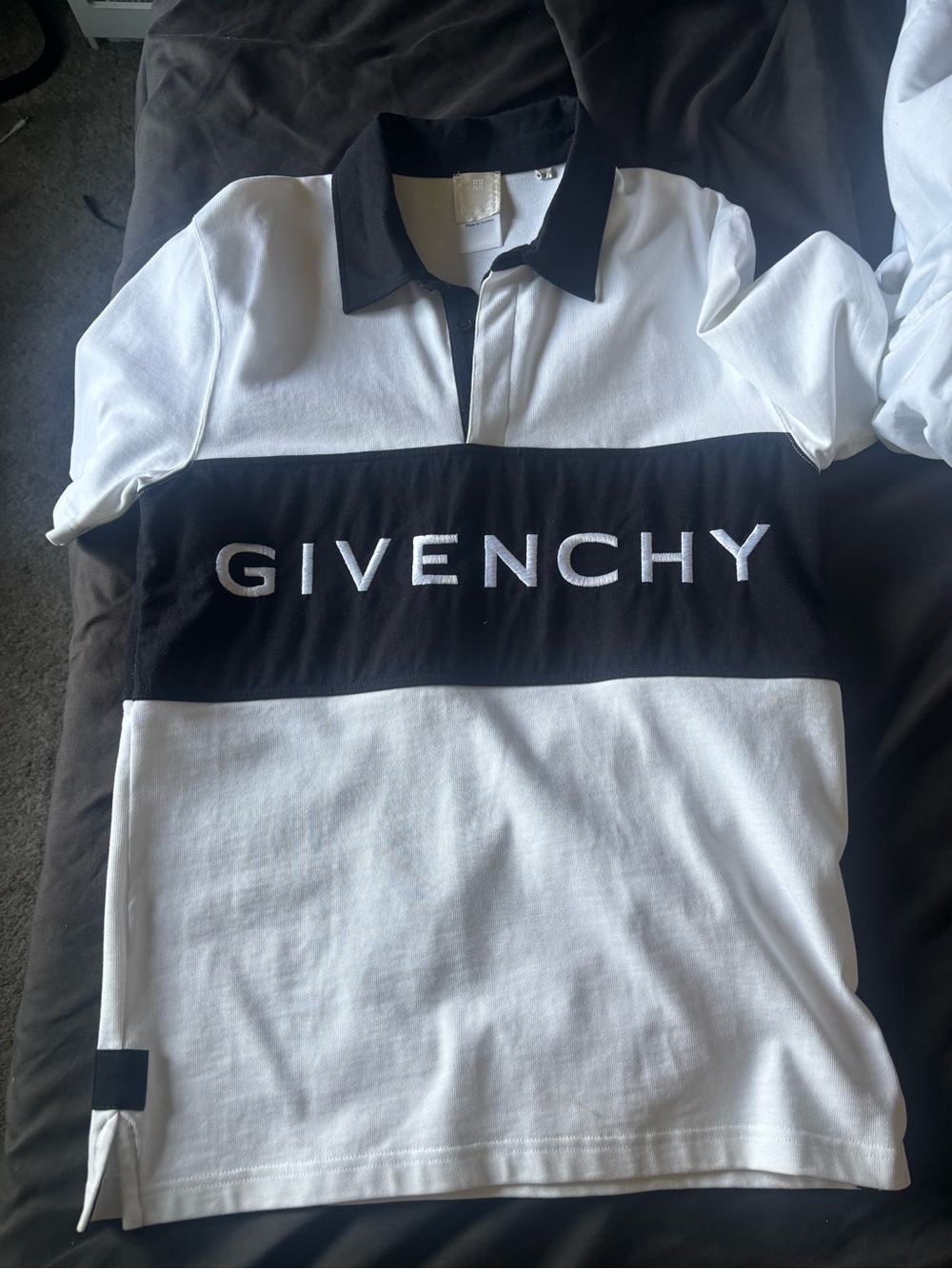 Uniqlo Black & White Colorblock Polo Shirt